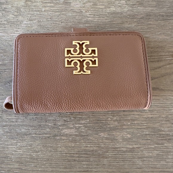 Tory Burch Britten Smartphone Wallet-Bark Rolled Leather-Gold Hardware-RRP $185 - Picture 2 of 8